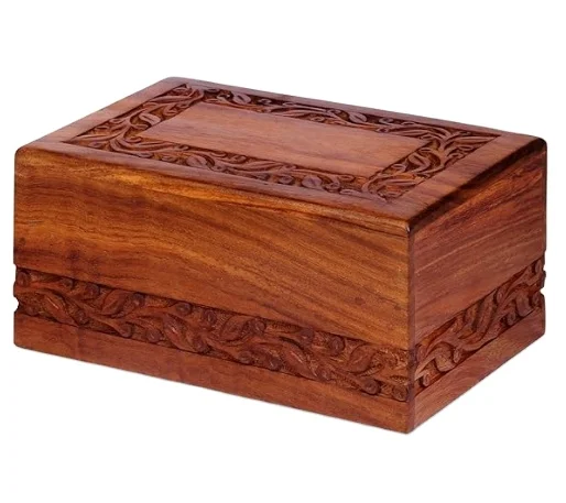 Wooden Keepsake Urn Box Cremation Urns for Human Ashes Handcarved Decorative Memorial  Wood Casket Urn for Pets