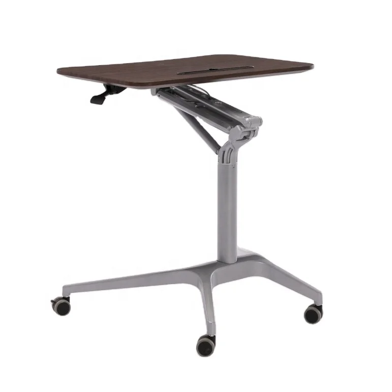 Excellent Pneumatic Sit and Stand Mobile Desk Adjustable Height Laptop Desk Lectern for Classrooms Offices and Home