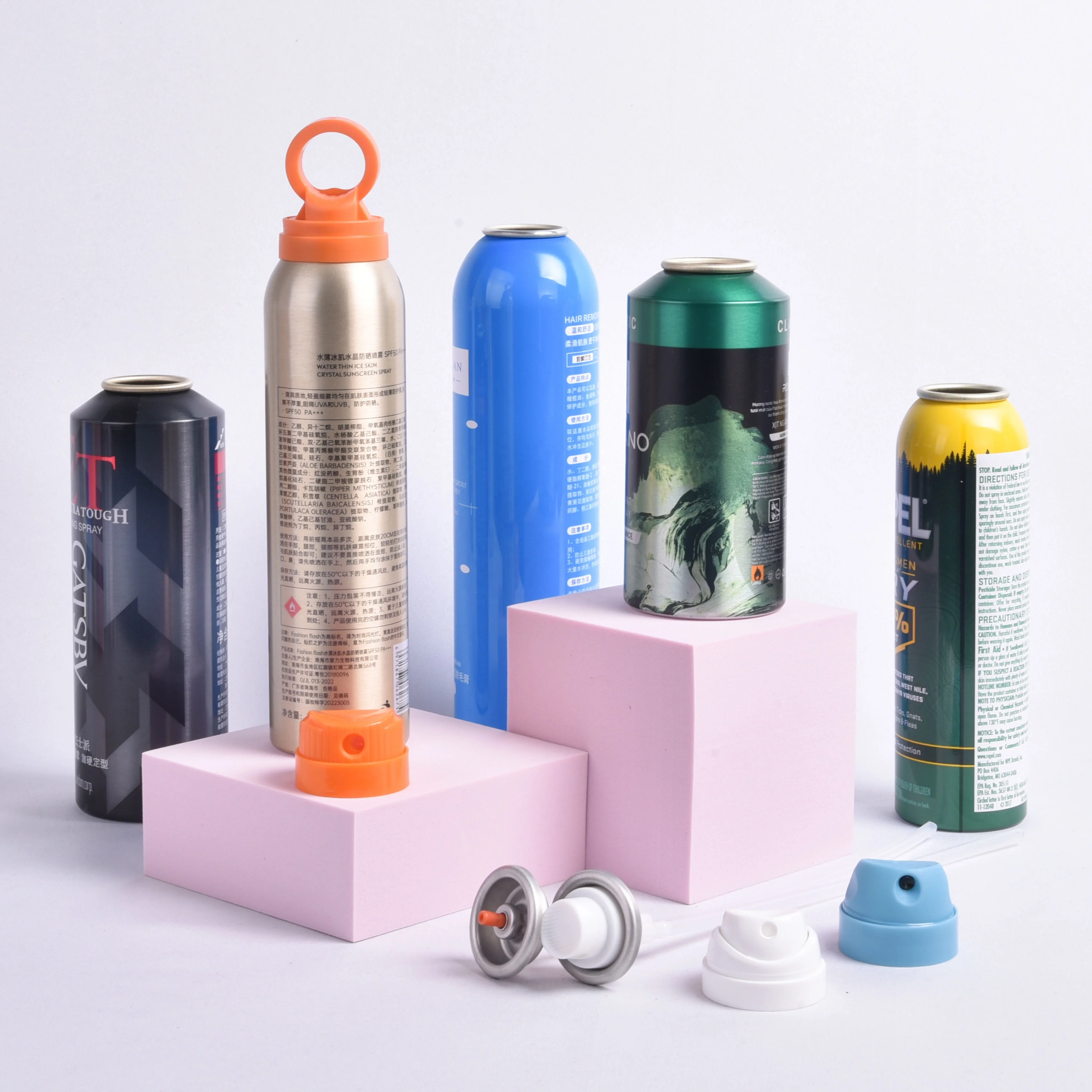 Wholesale Round Shoulder Empty Aluminum Aerosol Can 200ml 250ml 400ml Leave-in Dry Shampoo Spray with Cover Hair Spray Bottles