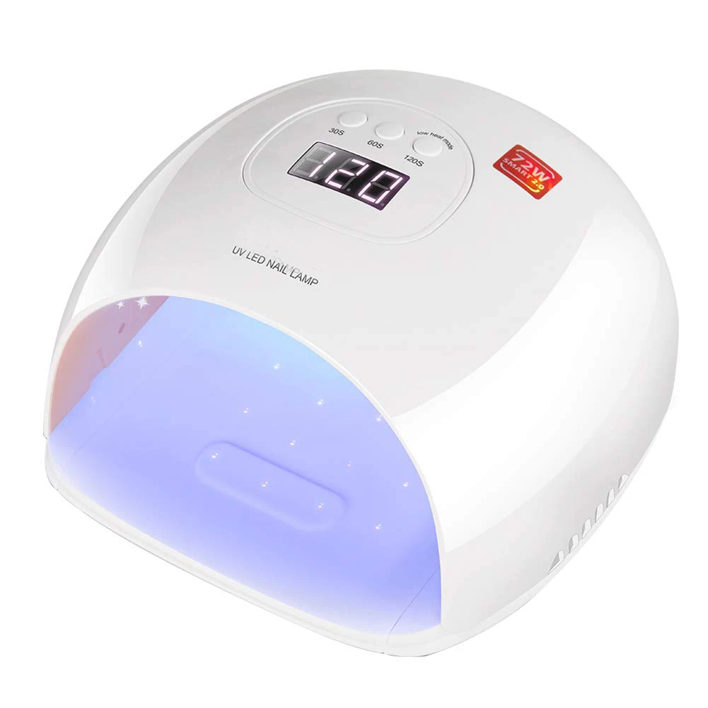 
UV LED Nail Lamp 72 Watt Faster Nail Dryer for Gel Polish Nail Light with 3 Timer Setting 365+405nm UVLED 36PCS 226*220*113MM 