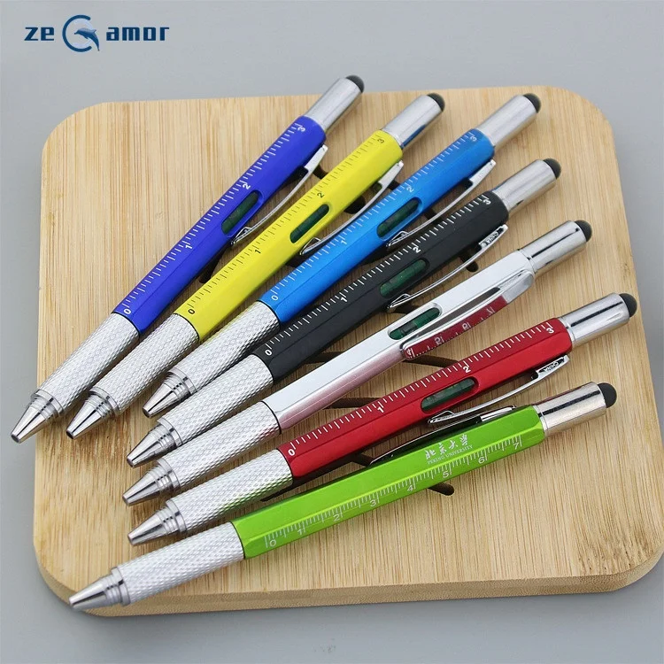 Zeamor Multi Tools 5 in 1 Active Stylus Phone Screen Ruler Gradienter Level Screwdriver Multifunction Ballpoint Pen