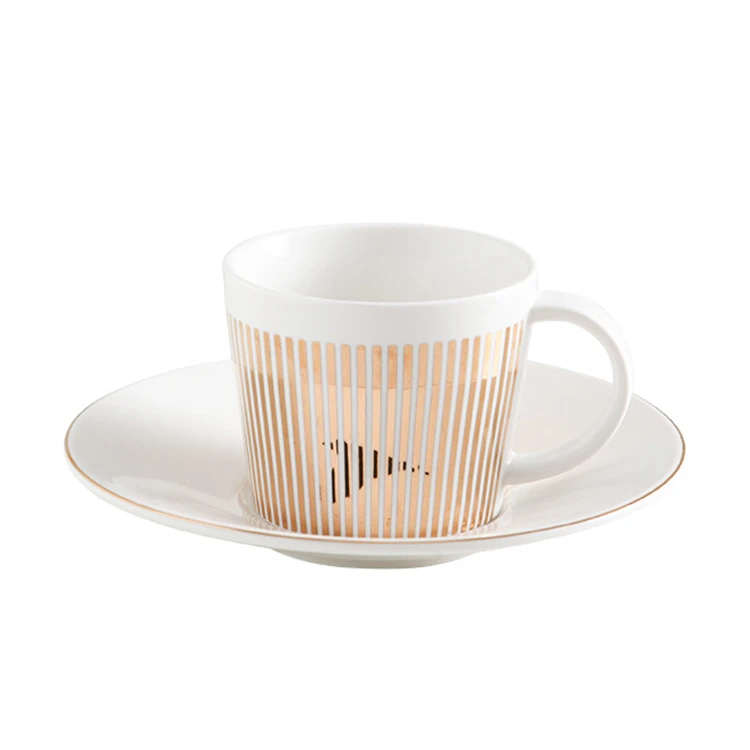 Factory direct sales Creative ceramic mirror reflection coffee cup and saucer simple English afternoon tea set