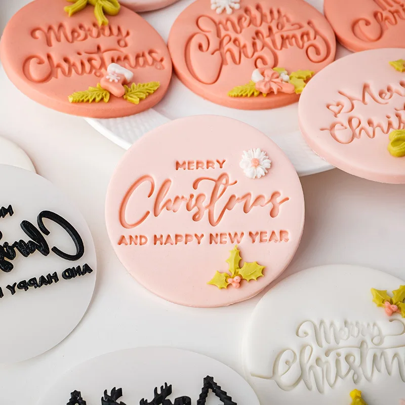 Personalized Christmas Cookie Stamp Fondant Mold Custom Merry Christmas Cookie Cutter Mold with 3D Raised Design