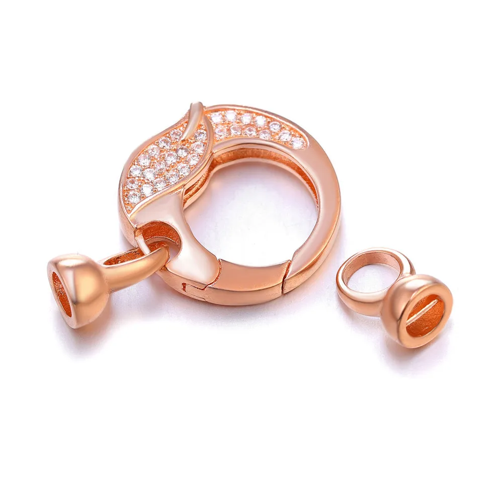 Diy Jewelry Accessories Double Side Connectors Zirconiz Rhinestone Leaf  Round Lobster Clasp