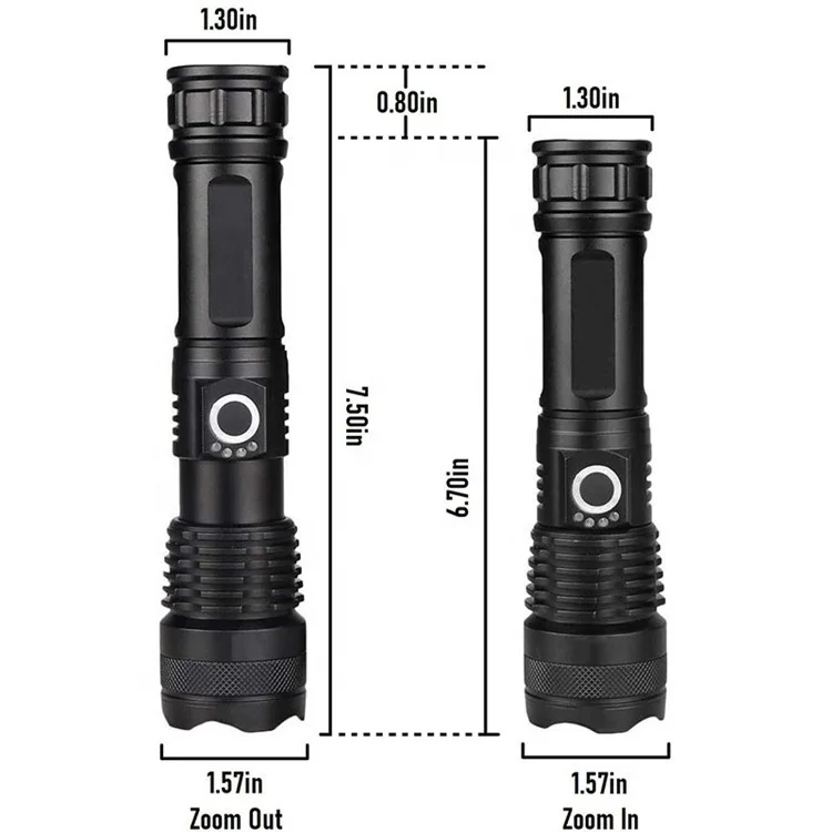 Waterproof 20W XHP50 26650 Battery Powered 2000 lumens Flashlight Torches Rechargeable Led Tactical Flashlight For outdoor