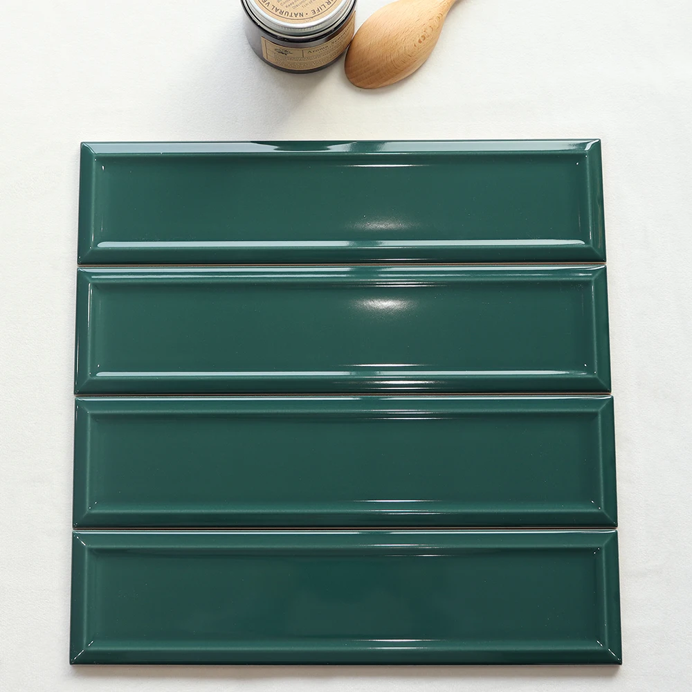 Premium modern bathroom shower wall backsplash ceramic glazed  dark green mosaic subway tiles decorative