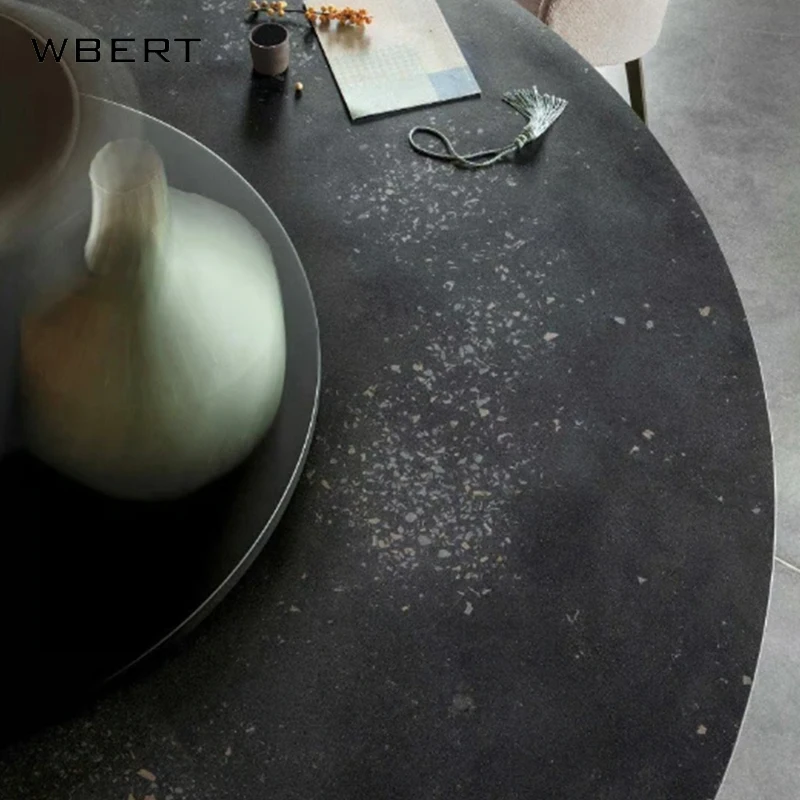 WBERT Luxury Stone Table Set Small Nordic round Marble Table for Modern Living Room Solid and Creative Dining Table