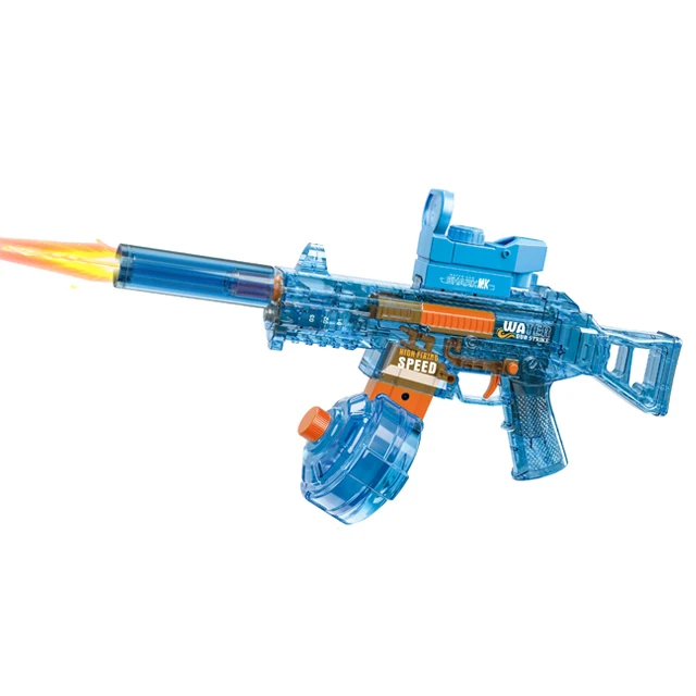 Newest UMP45 electric water gun uniquely shaped plastic toy guns with fire lighting effect 350ml