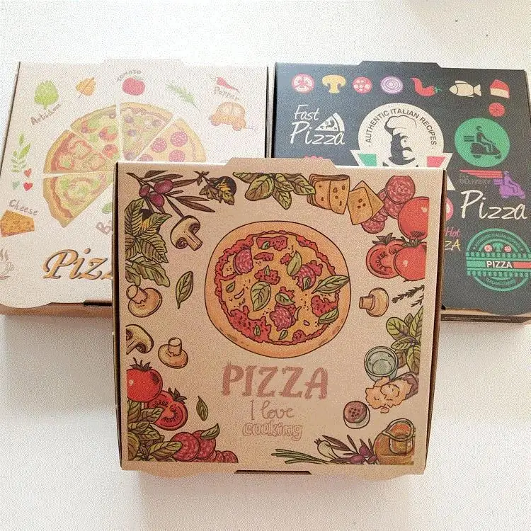 2023 New Personalized Custom Logo Eco Friendly Kraft Paper Food Packaging Pizza Box