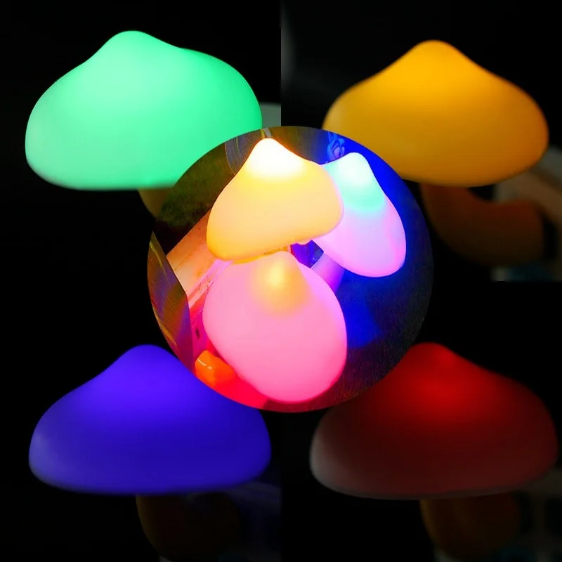 7 Colors Led Night Lights Mushroom Shape Automatic Sensor Bedroom Decor Wall Lamps For Kid Room Bedside Lamp Christmas Gift