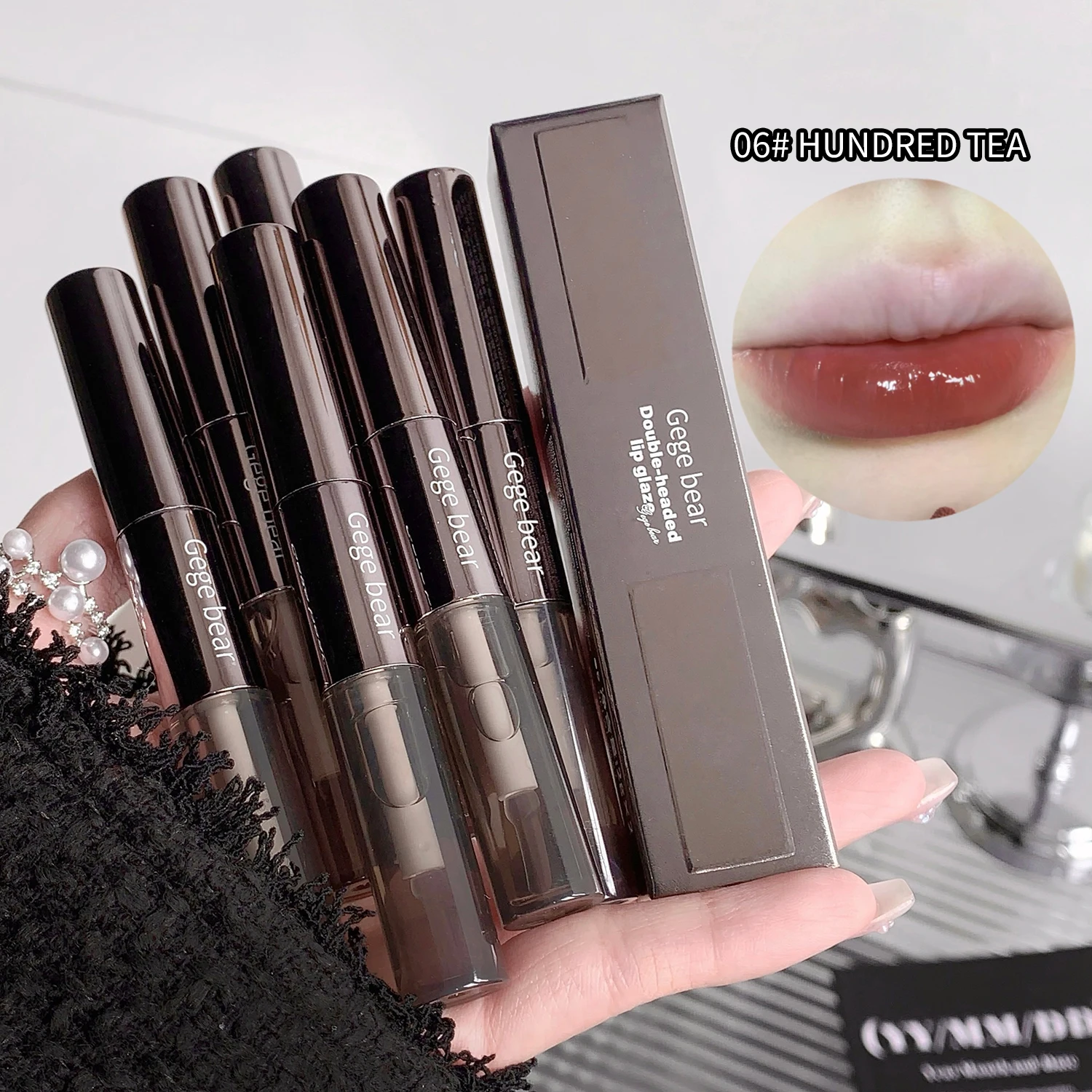 New Arrival Double-Headed Lip Glaze Mirror Water Gloss GEGE BEAR Moisturizing Plump Lips Not Easy To Fade Cute Lip Gloss