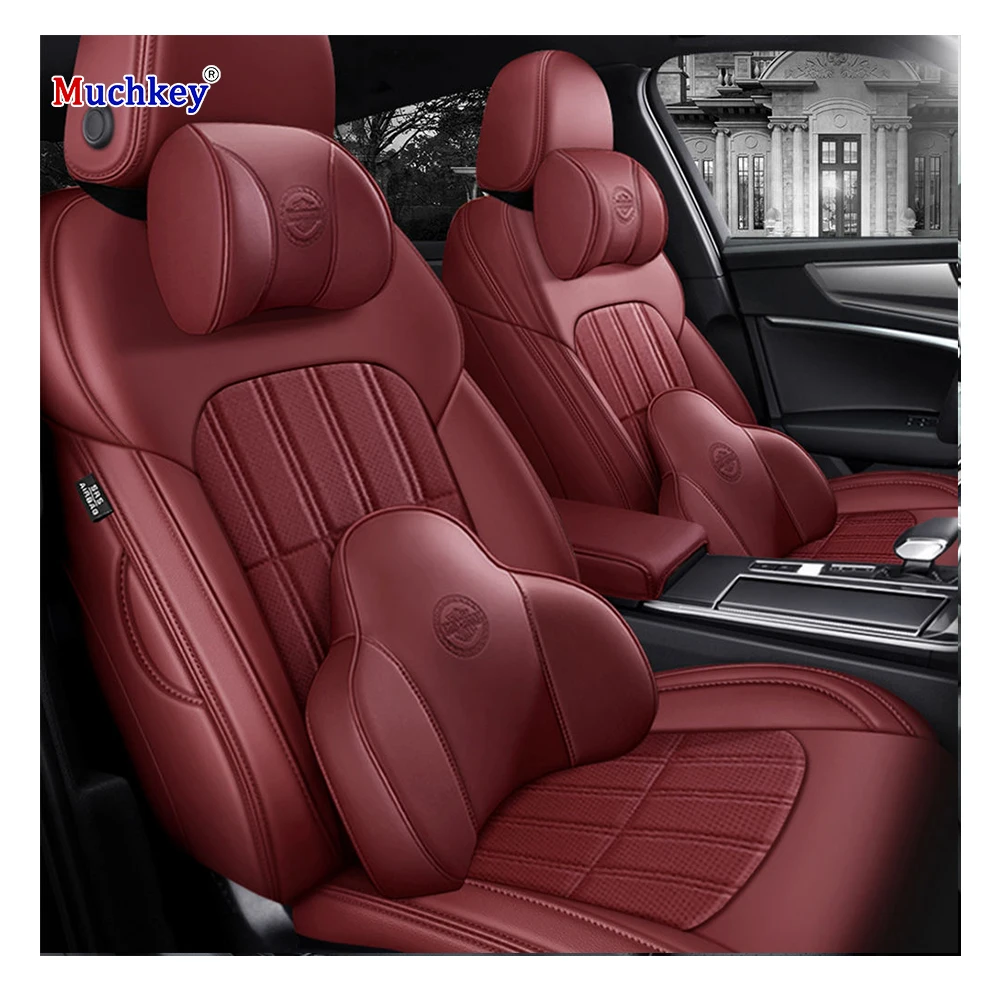 Muchkey Full Set Memory Car Seat Cushion Cover Luxury Leather Front Rear Car Seat Cover for Audi A6 A5 A3 A1 S5 R8 Q7 A7 A8 TT