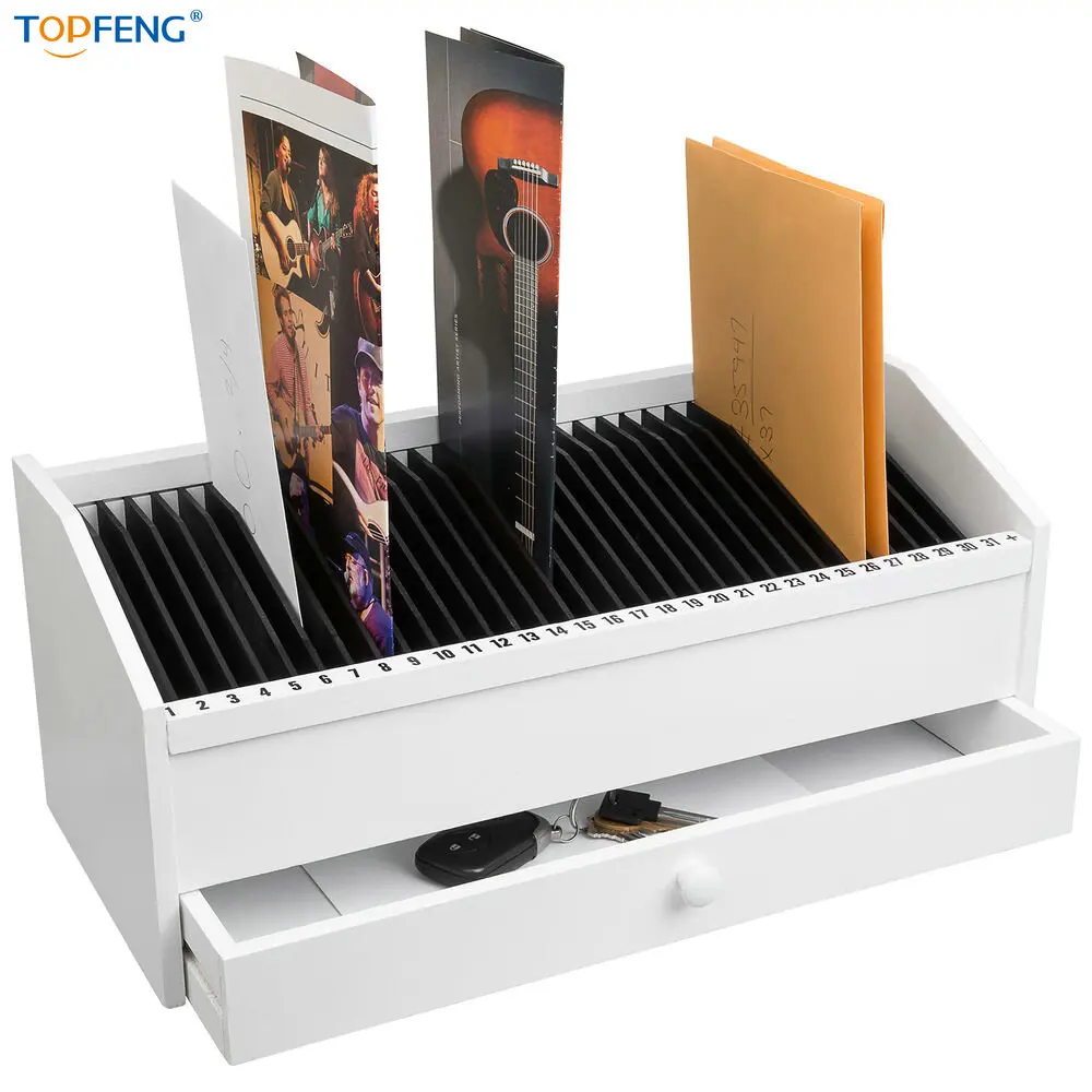 
31 Slot Wooden Bill and Letter Organizer Wood Desktop Office Supplies 