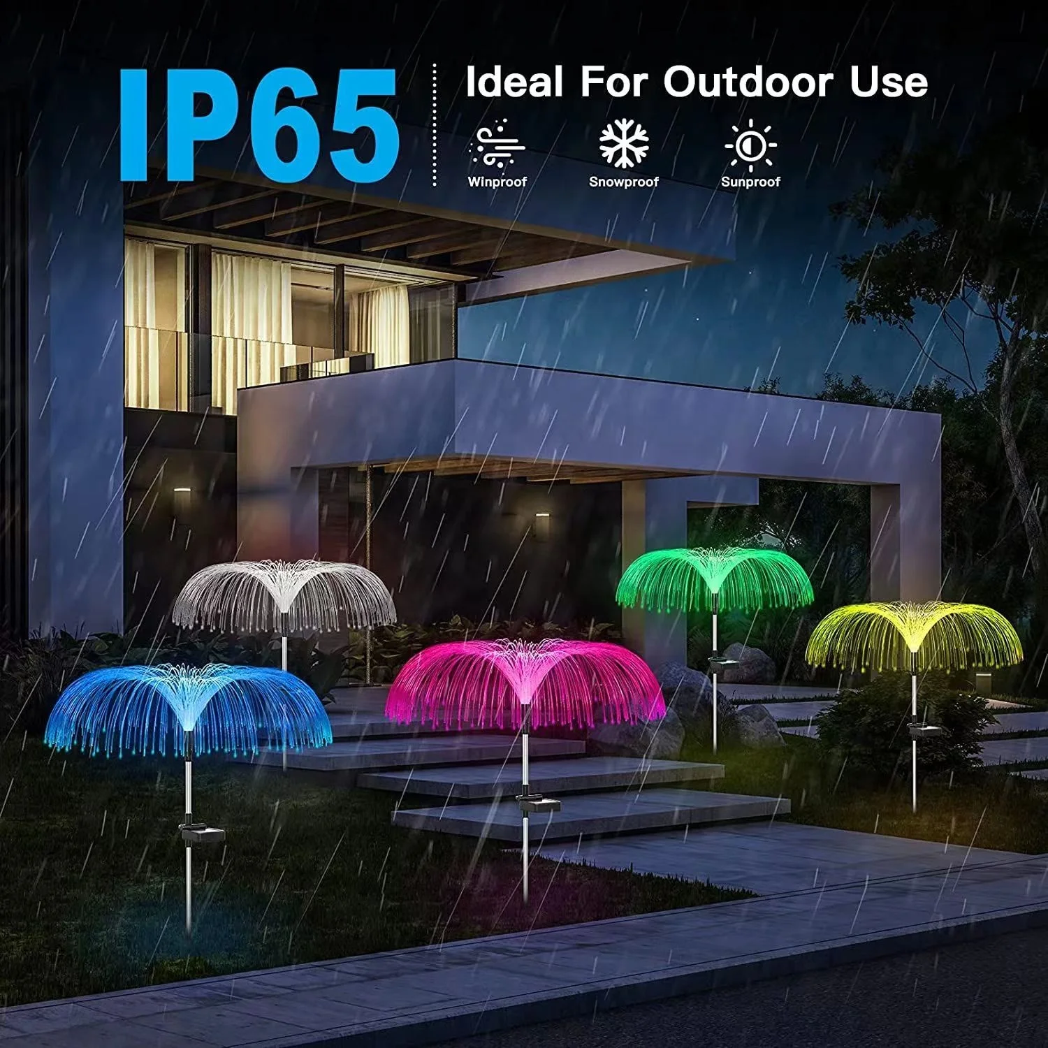 Solar IP65 Waterproof Jellyfish Fiber Optic LED Light Lawn Garden Decorative Light