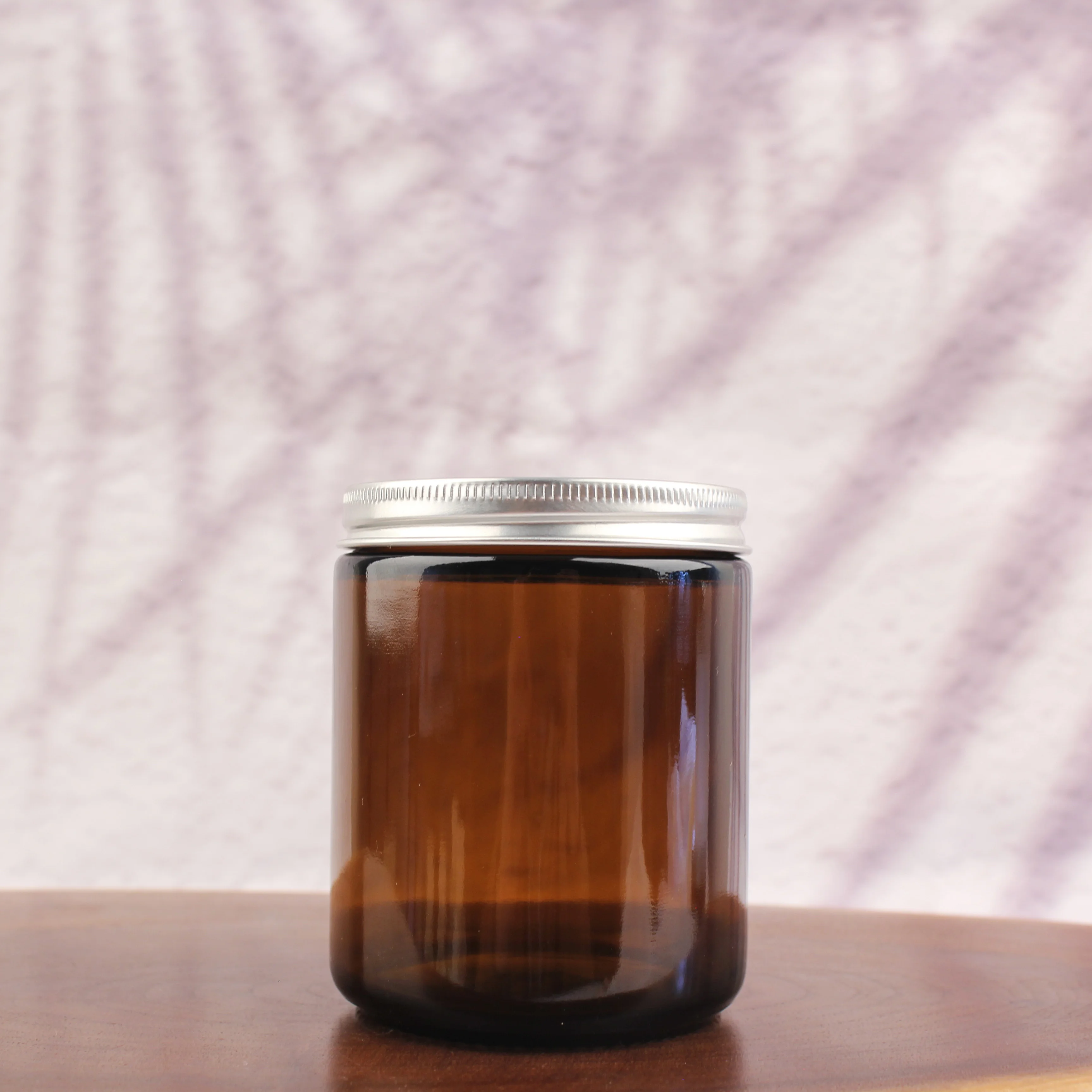 Empty Soy Wax Glass Candle Container 8oz 250ml Wide Mouth Amber Glass Candle Jar with Screw Metal Gold Lid