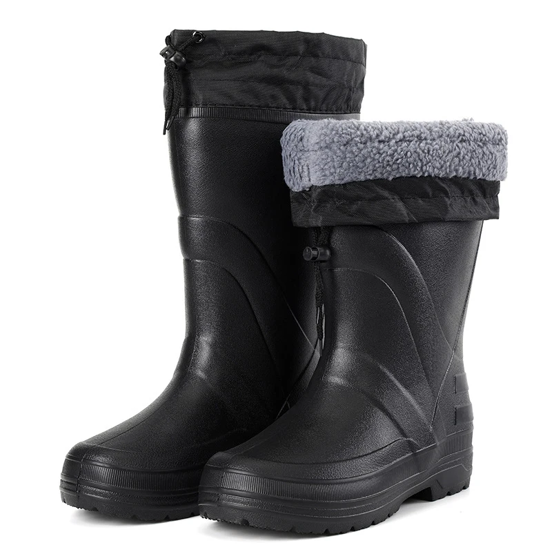 Winter Warm High Eva Rain Boots Men Waterproof Cotton Long Rain Boots Outdoor Snow Boots Shoes