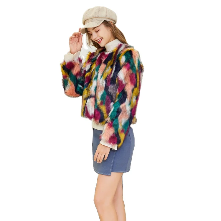 Manufacturer Wholesale Finely Processed Winter Plus Size Women Faux Jacket Camouflage Fox Fur Coat