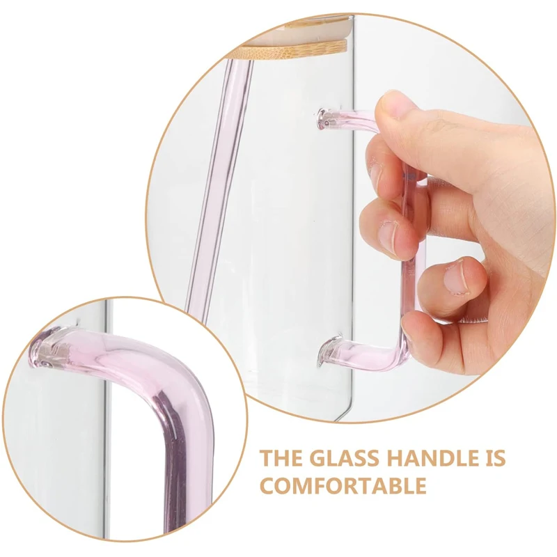 400ml Clear Glassware Drinkware Iced Coffee Tea Mug Water Tumbler Dinking Glasses Jar Square Glass Cup with Lid Straw Handle