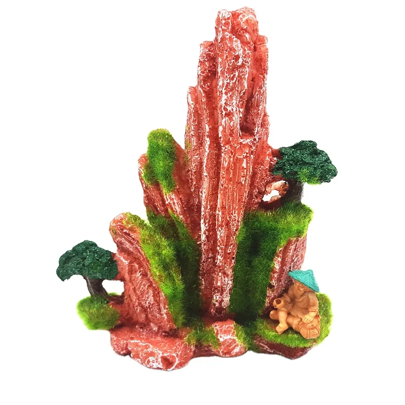
Resin aquarium ornamental fish tank landscaping decoration fish and shrimp nest moss vase shelter house flocking moss small rock 