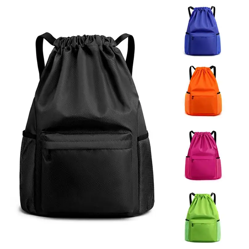 Qetesh Draw String Back Bag Jute Gym Small Shopping With Printed Brand Logo Ripstop Fabric Custom Fabric Drawstring Backpack Bag