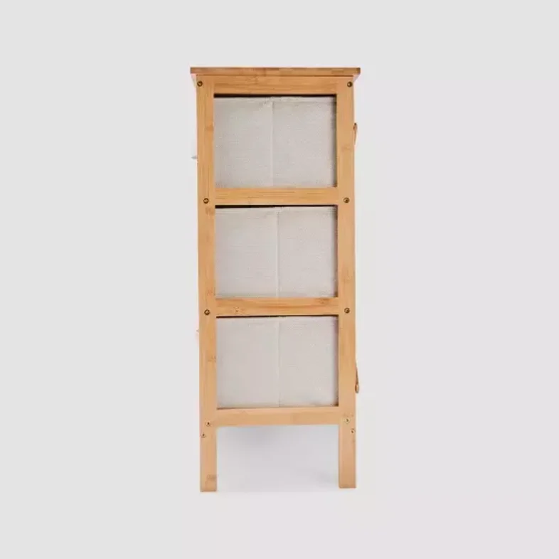 Bamboo 3-Drawer Bedside Table and Easy Storage Cabinet 5kg Capacity for Clothes & Towels for Cutlery Organiser