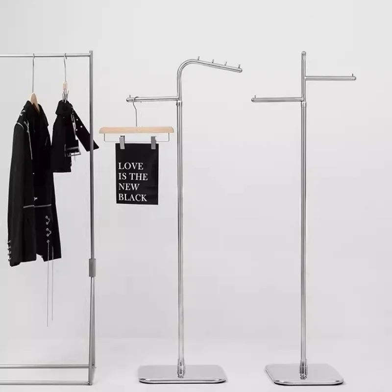 boutique double rod portable clothing hanging garment rack  clothing shop gold Stainless Steel rack