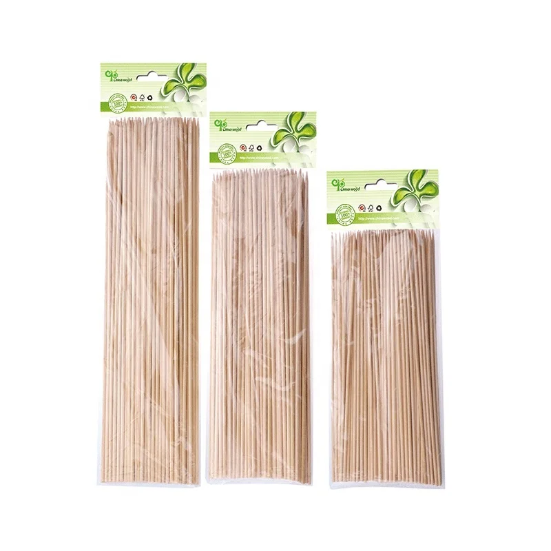 High Quality Biodegradable Disposable round bbq skewer wood stick bamboo skewer for barbecue