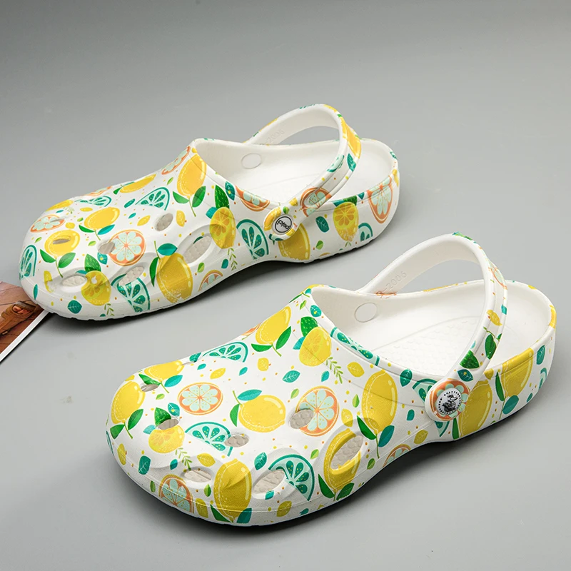 Сандалии мужские с перфорацией, пляжная обувь, плоская подошва, шлепанцы, Эва, черные, лето 2021