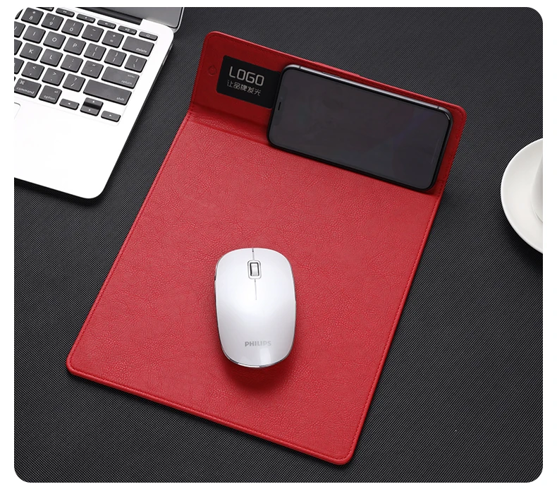 
new product ideas 2021 2022 arrival custom design logo RGB gaming mousepad PU Leather wireless charging Charger Mouse Pad 