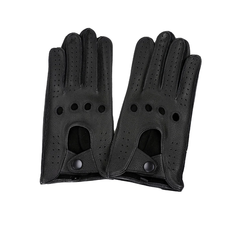 New Men Luxury Real Deerskin Gloves Autumn Winter Fashion Driving Mittens Genuine Leather Glove Holes Breathable