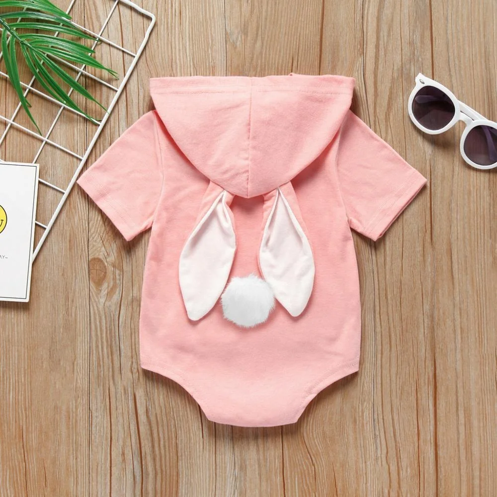 Newborn Baby Clothes Baby Unisex Cute Bunny Ears Romper Jumpsuit With Hoodie