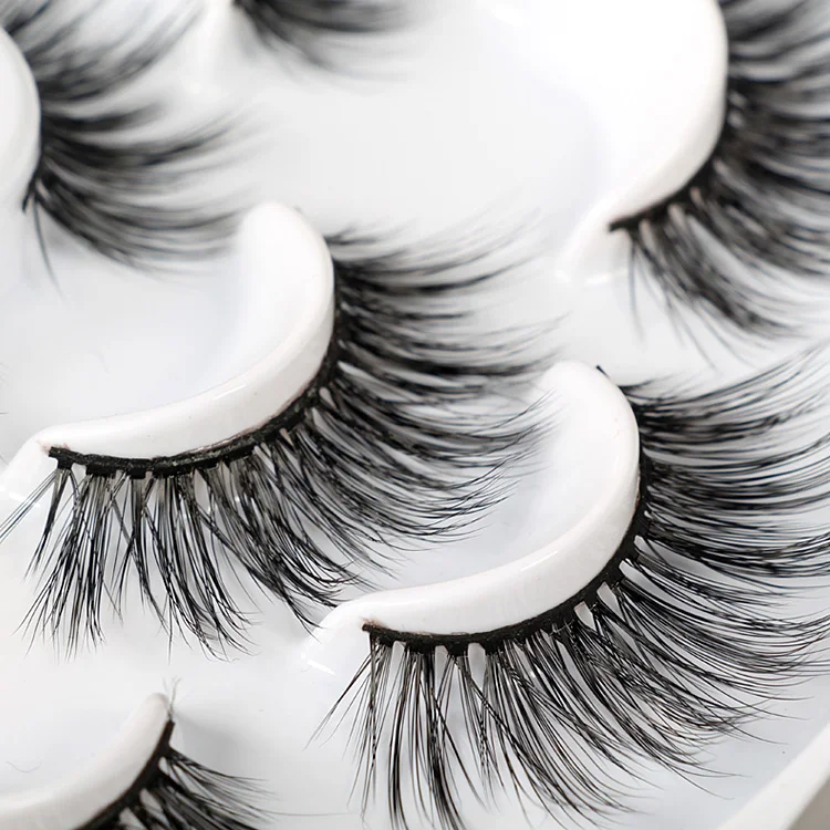 7 Pair Hybrid Black 5d Mink Eyelash Wholesale Fiber Lash Products Vender