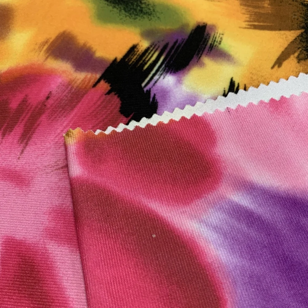 2024 Shaoxing Factory Colorful Flower Digital Printed ITY Knitting Mesh Fabric For Women Fashion