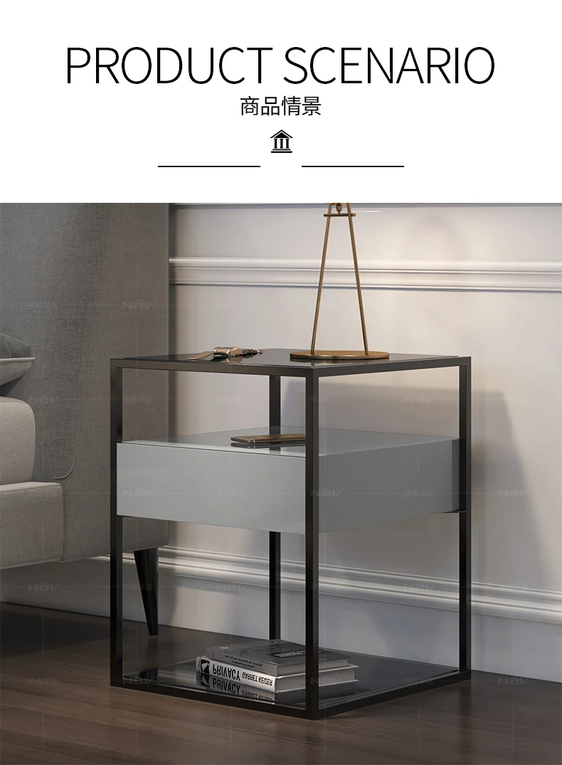 Modern new smart square wood movable lifting multifunctional smart bedside table with drawer