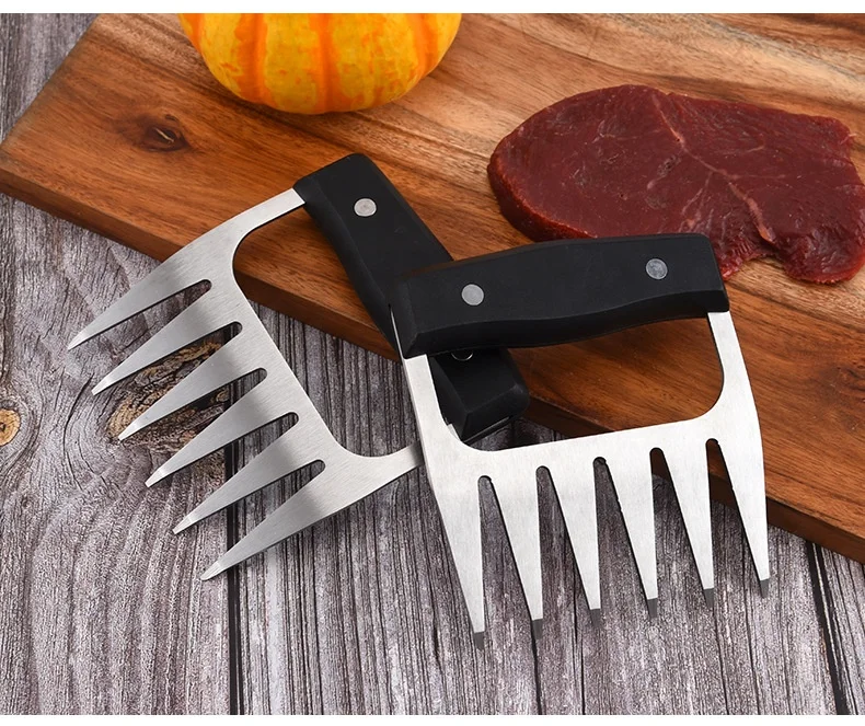 Hot Selling Bbq Tool Shredding Forks Barbecue Stainless Steel Meat Shredder Claws With Plastic Handle Bbq Creative Tool