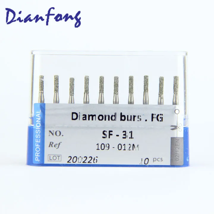 SF-31(109-012M) cylindrical shaped CE ISO certified medium FG high speed dental diamond bur dental manufacturers