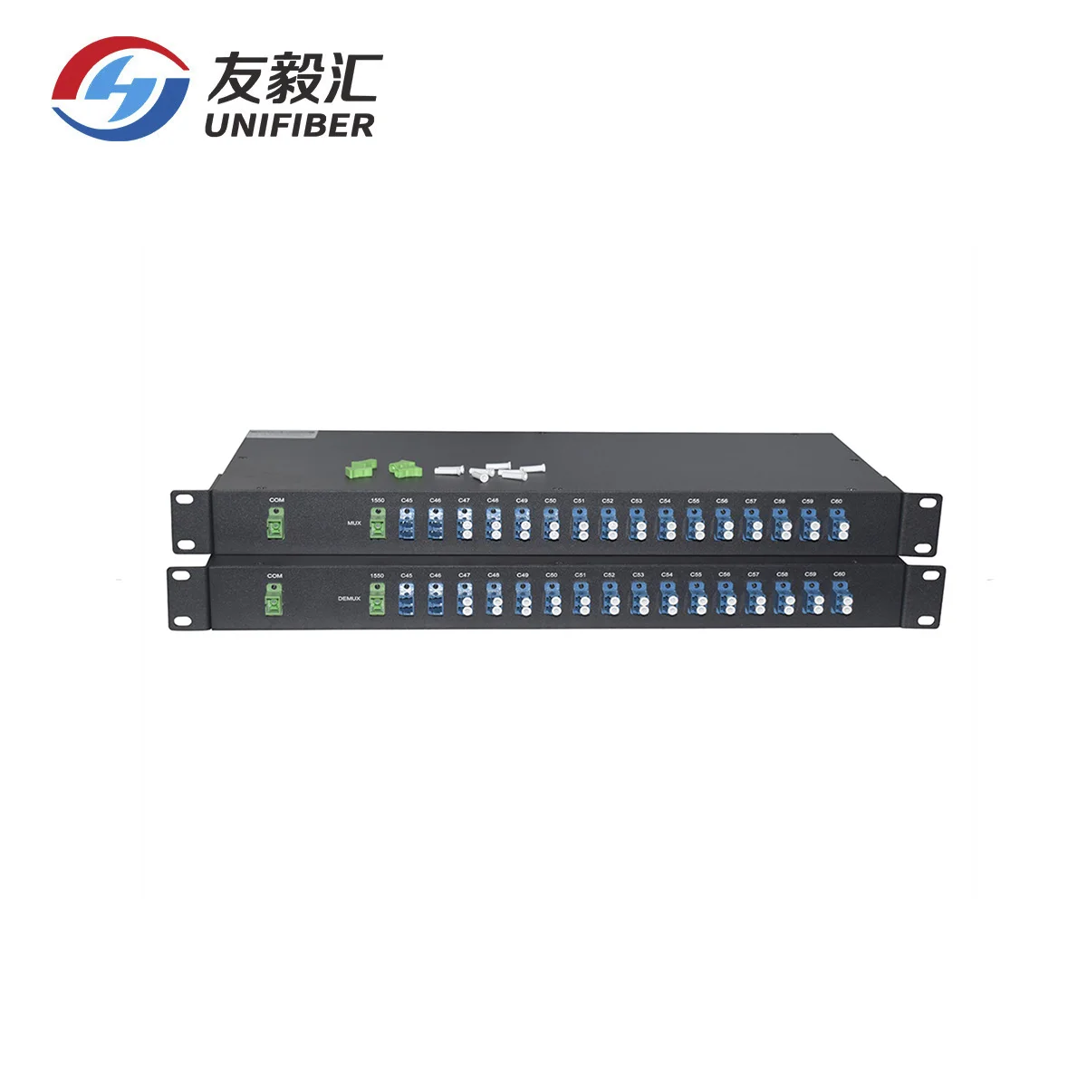 100GHz C45~C60 16 Channel Passive DWDM Mux Demux 1U Rack Mount Single/Dual Fiber LC/UPC