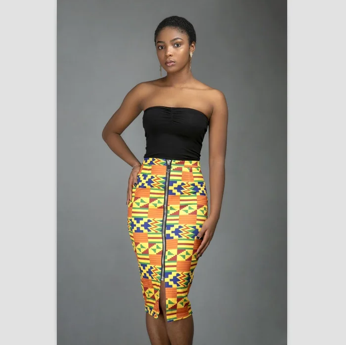 Высококачественная модная африканская Женская облегающая юбка Kente средней длины