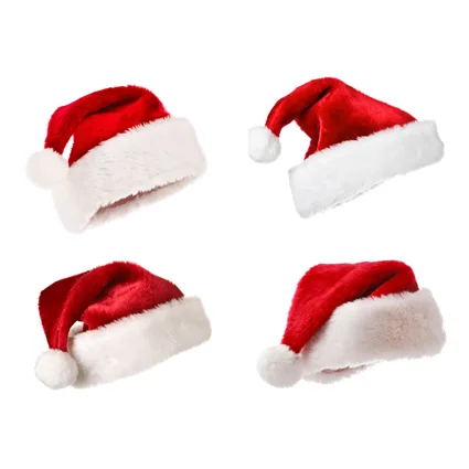 Wholesale Custom Christmas Hat Winter Santa Hat Felt Plush Velvet Christmas Hats In Bulk