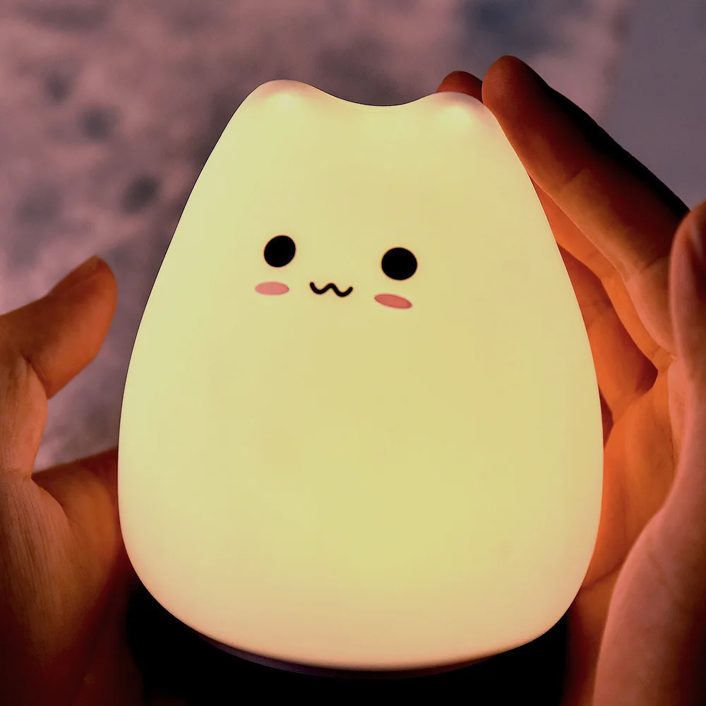 Silicone Night Light for Kids Cute Led Night Light Cat Comfortable Night