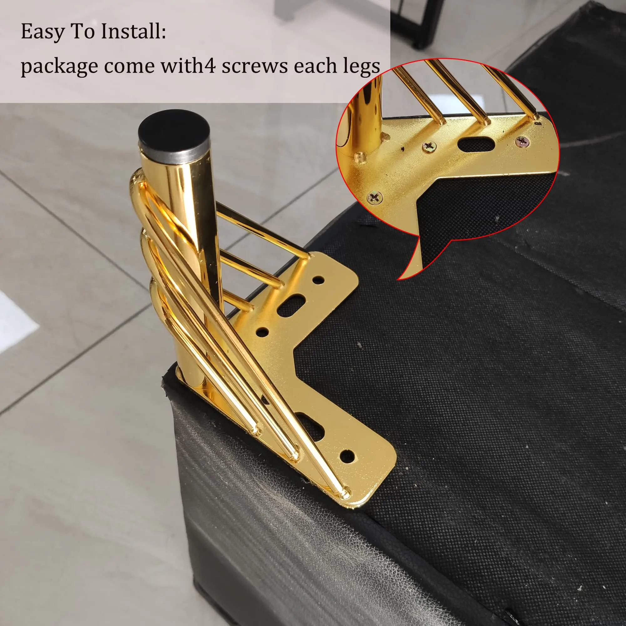 Sofa Legs Stainless Steel Modern Tapered Hardware Metal Bed Cabinet Sofa Legs Office Living Room Kitchen Furniture Gold