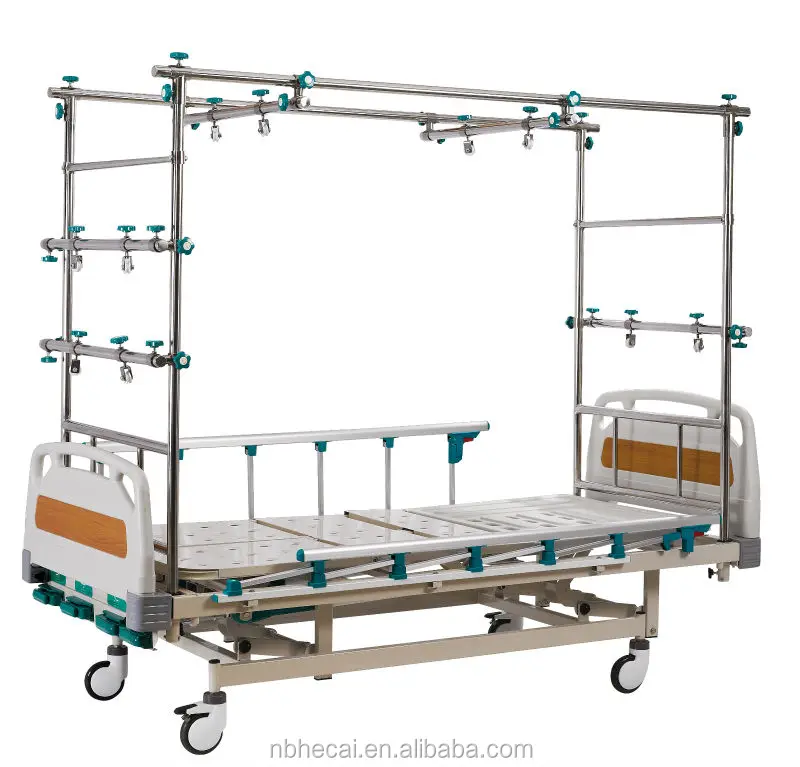 2025 Economic Stainless Steel 3 Function Adjustable Manual Orthopedic Traction Hospital Bed With Wheels