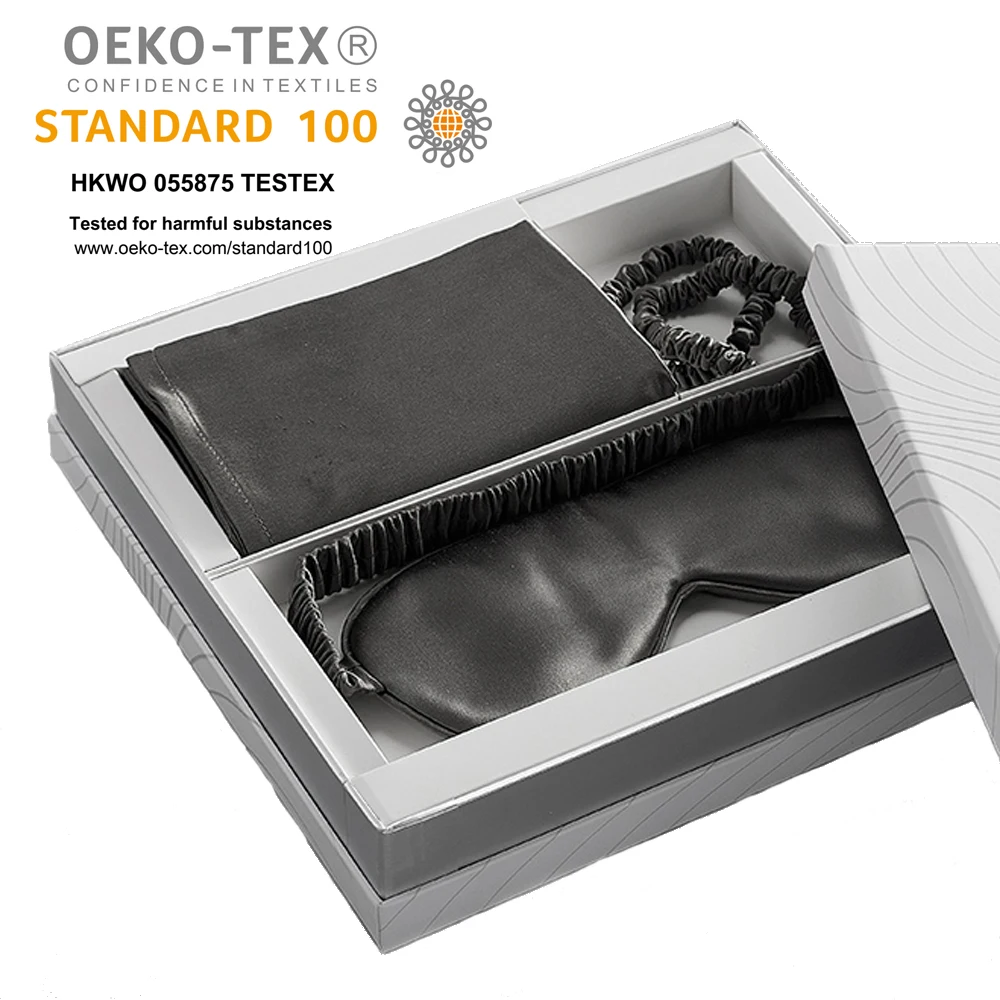 OEKO-TEX 100 manufacture custom Best for Hair and Skin Silk Pillowcase Set Silk Eye mask Mulberry Silk Pillow Cases Gift Set