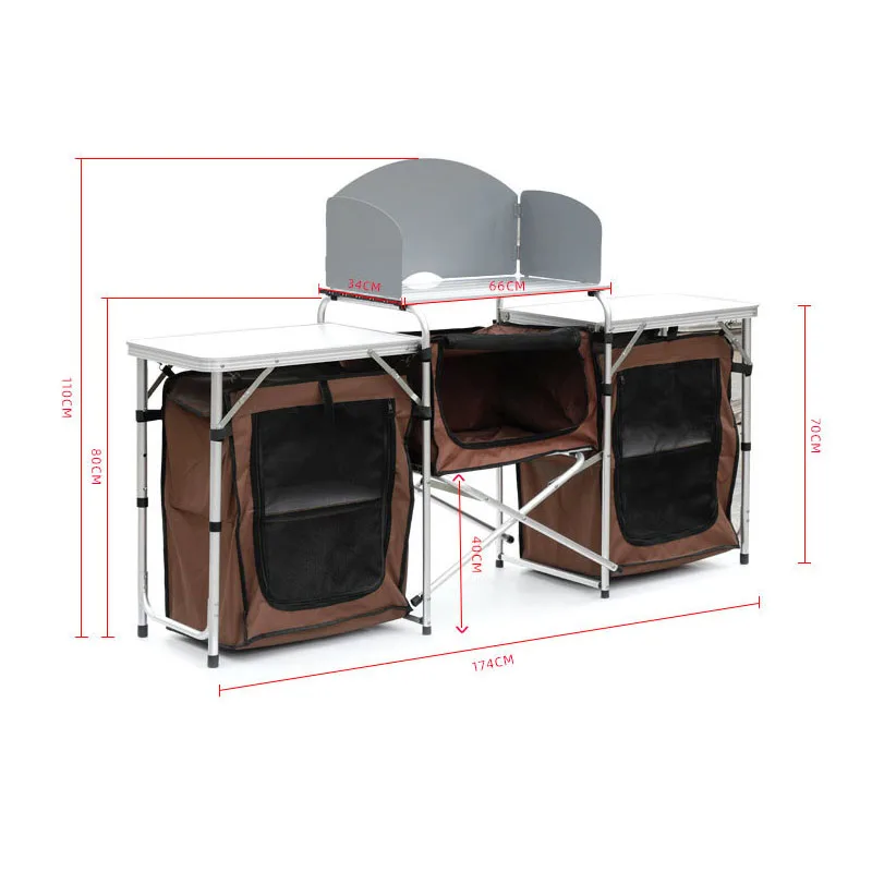 APN001 Outdoor Equipment Mobile Aluminum Portable Camp Kitchen Cooking Utensil Set  Folding Camping Kitchen