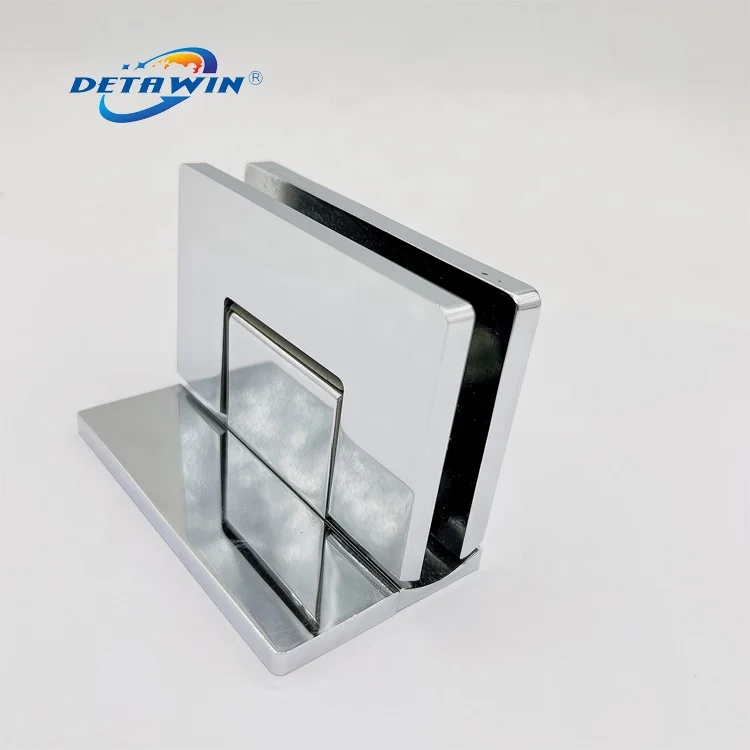 Top Quality 90 Degree Brass Material Shower Screen Glass Door L T Base Plate Chrome  Hinge Clip Clamp
