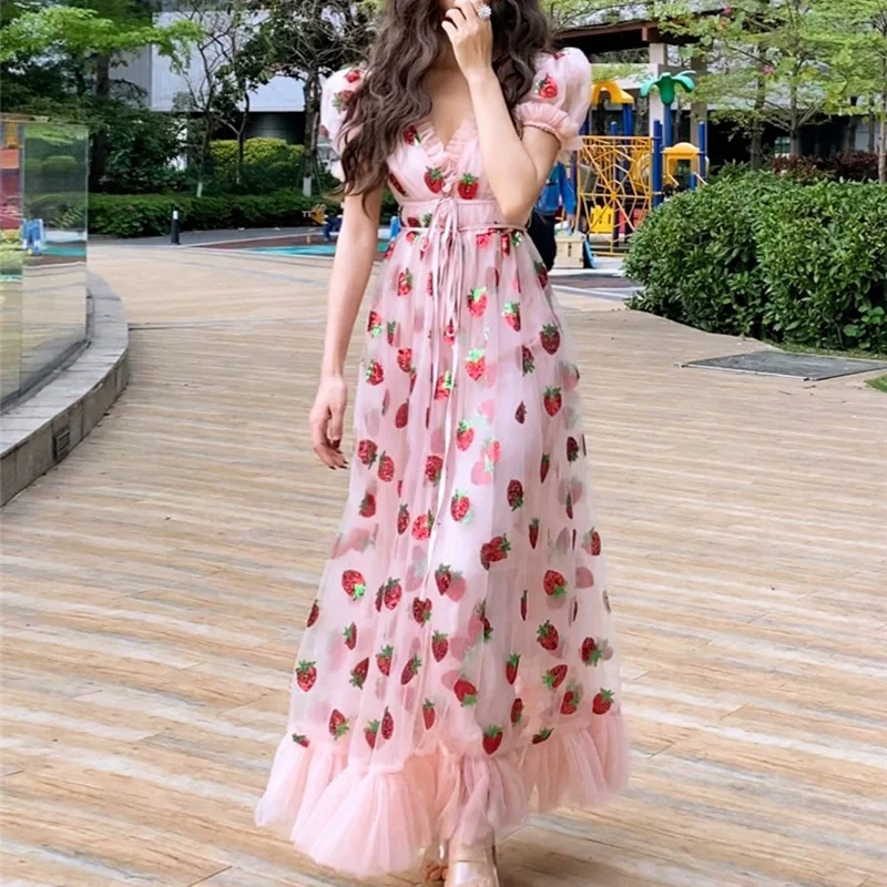 Женское пляжное платье с вышивкой, розовое платье с глубоким V-образным вырезом, пайетками и пайетками, лето 2021