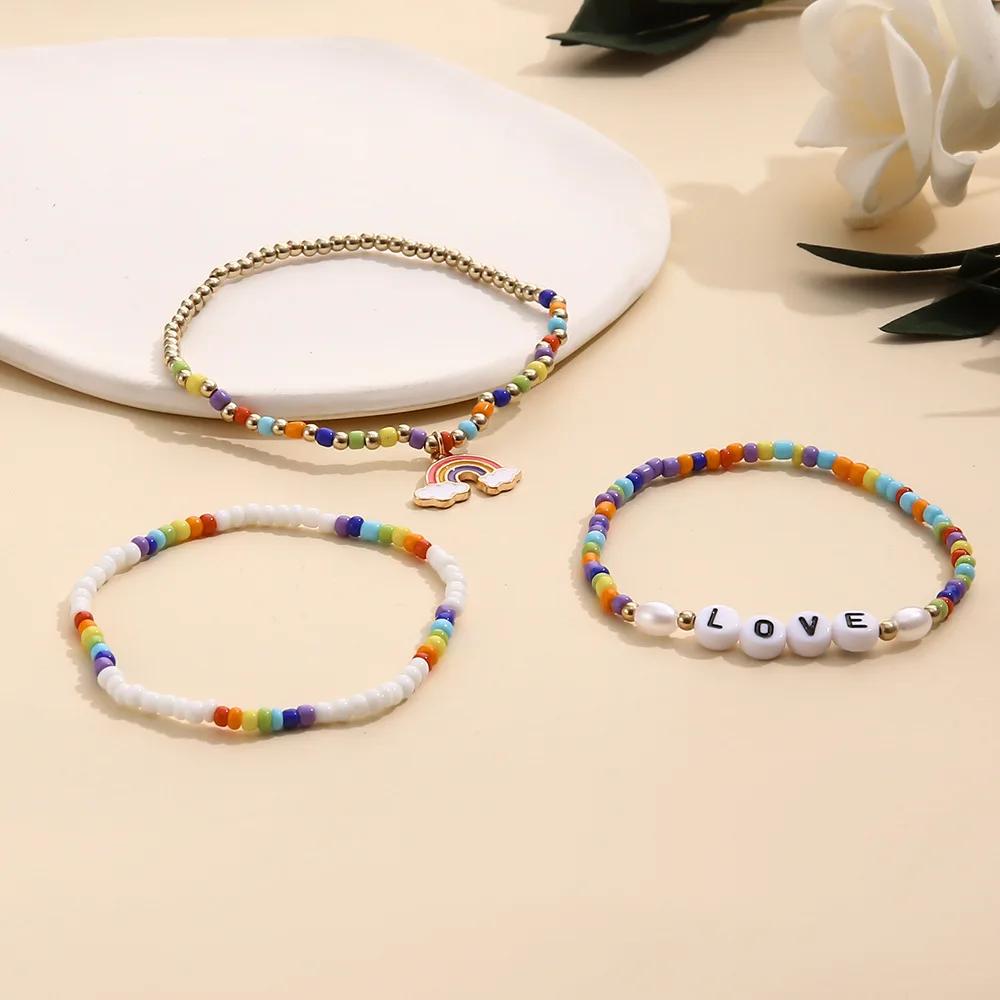 3pcs/set Boho Tiny Friendship Colorful Charm Fashion Jewelry Bohemia Style Miyuki Beads Bracelets for Women