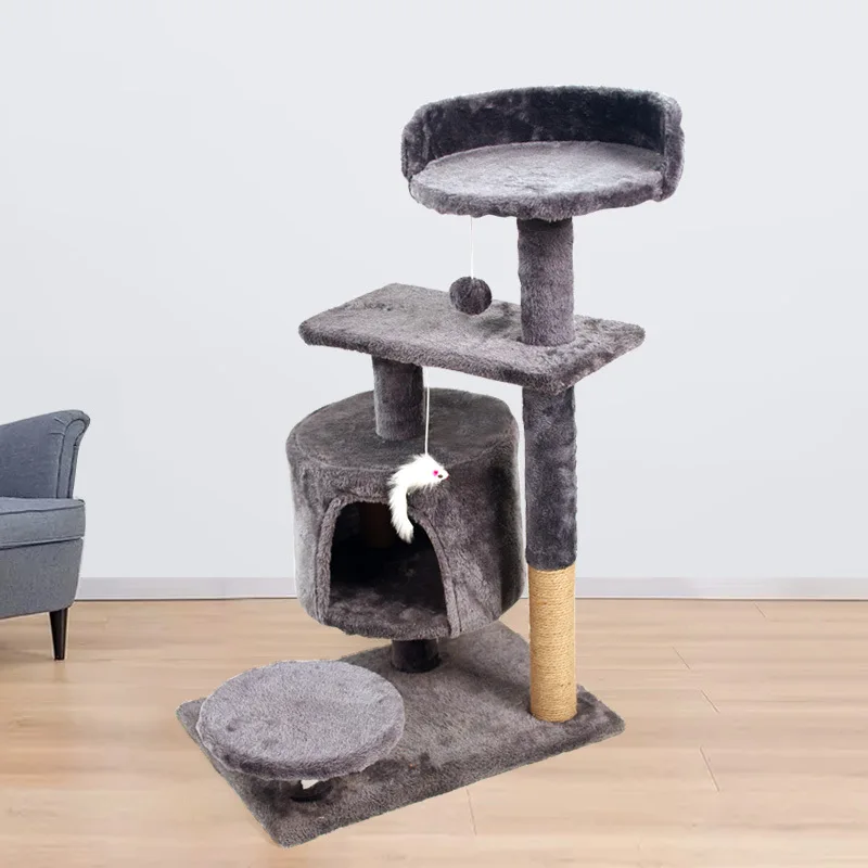 Hot Sale Toy Cat tower Indoor Pet Furniture Luxury Wooden Cat Condo Sisal Climbing Post Cat Tree