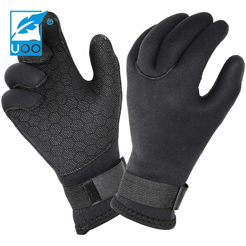 
UOO Factory Custom 3mm 5mm Neoprene Diving Gloves Five Finger Warm Wetsuit Winter Gloves for Diving Snorkeling Paddling Surfing 