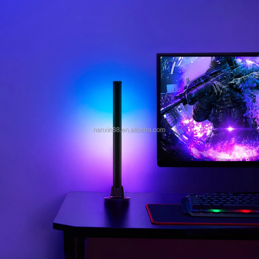 2PCS Alexa Google Assistant Tuya Smart Wifi Rgb Light Bar Gaming Light Table Lamp Rgb Smart Led Ambient Light Bar For Bedroom